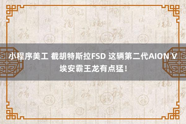 小程序美工 截胡特斯拉FSD 这辆第二代AION V埃安霸王龙有点猛！